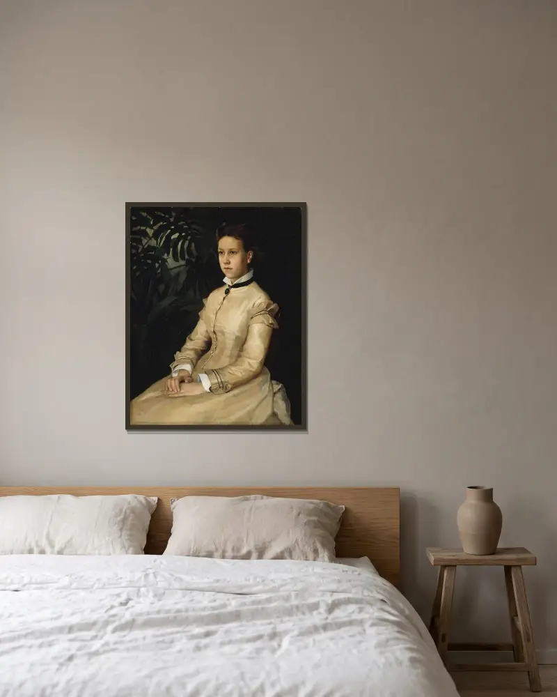 Portrait Of The Artist’s Sister Ellen Edelfelt, Albert Edelfelt v rámu na stěně