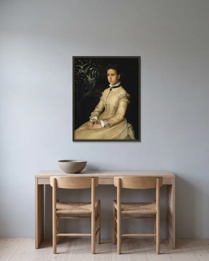 Portrait Of The Artist’s Sister Ellen Edelfelt, Albert Edelfelt v rámu na stěně