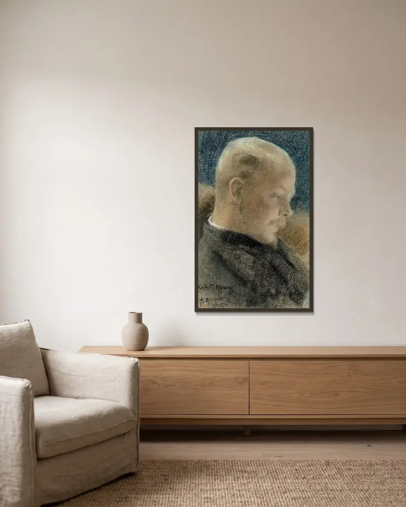 Portrait of the Author Karl A. Tavaststjerna, Albert Edelfelt w ramie na ścianie
