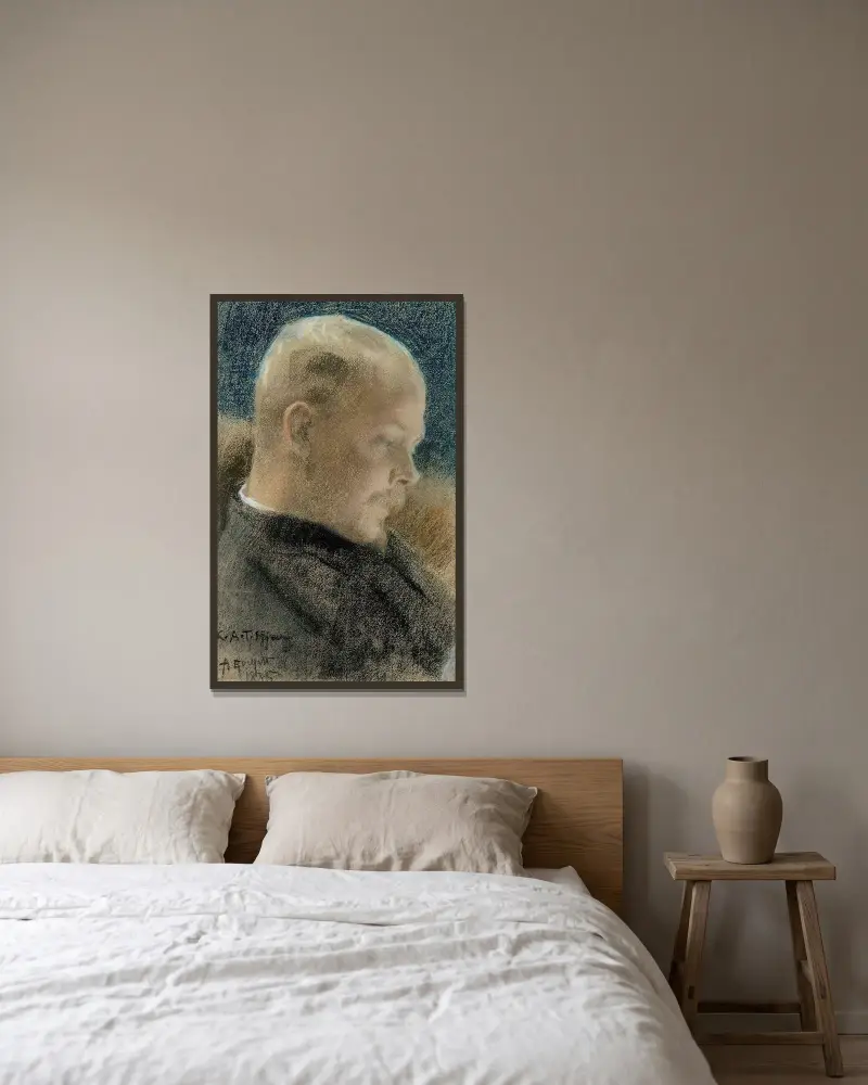Portrait of the Author Karl A. Tavaststjerna, Albert Edelfelt w ramie na ścianie