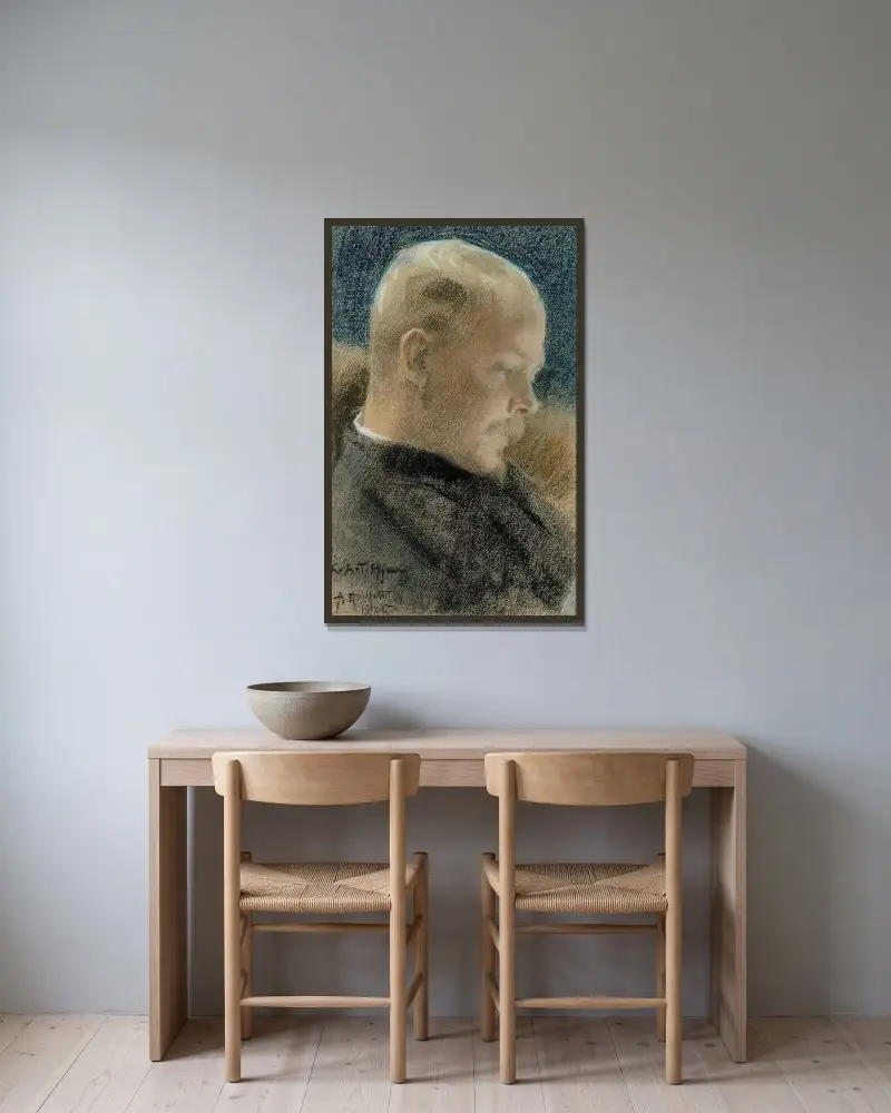 Portrait of the Author Karl A. Tavaststjerna, Albert Edelfelt w ramie na ścianie