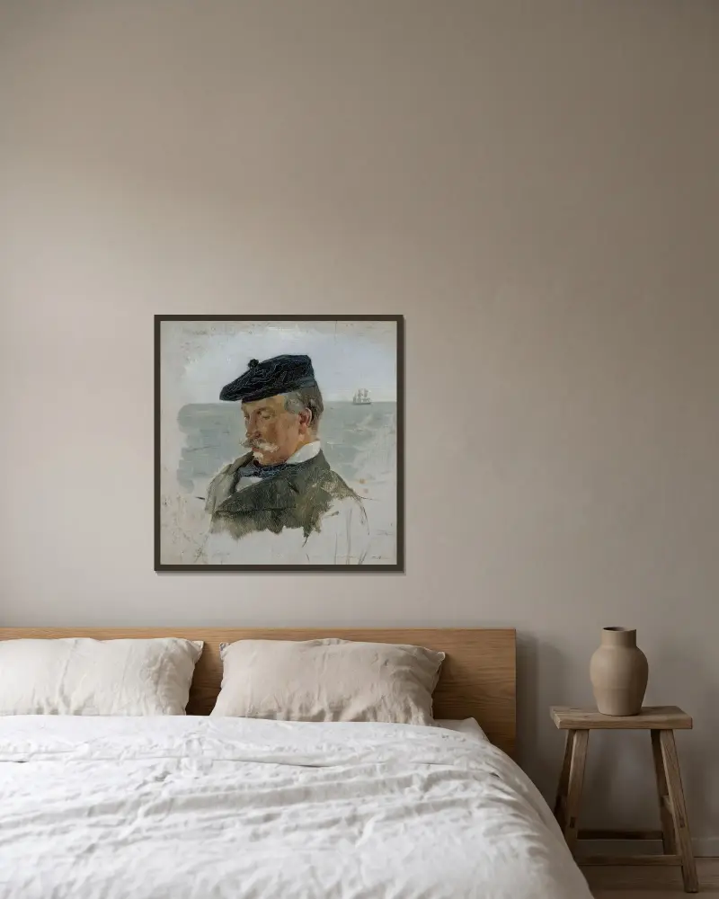 Portrait Sketch of Adolf von Becker the Painter von Albert Edelfelt gerahmt an einer Wand
