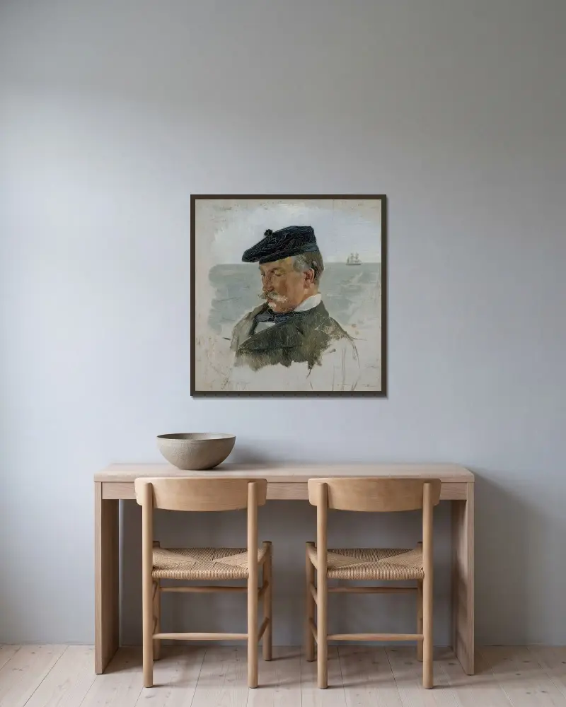Portrait Sketch of Adolf von Becker the Painter von Albert Edelfelt gerahmt an einer Wand