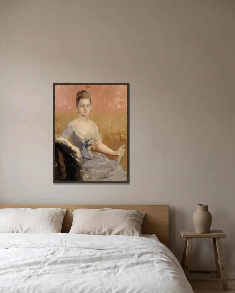 Porträttstudie av grevinnan Augusta Lewenhaupt av Albert Edelfelt inramad på en vägg