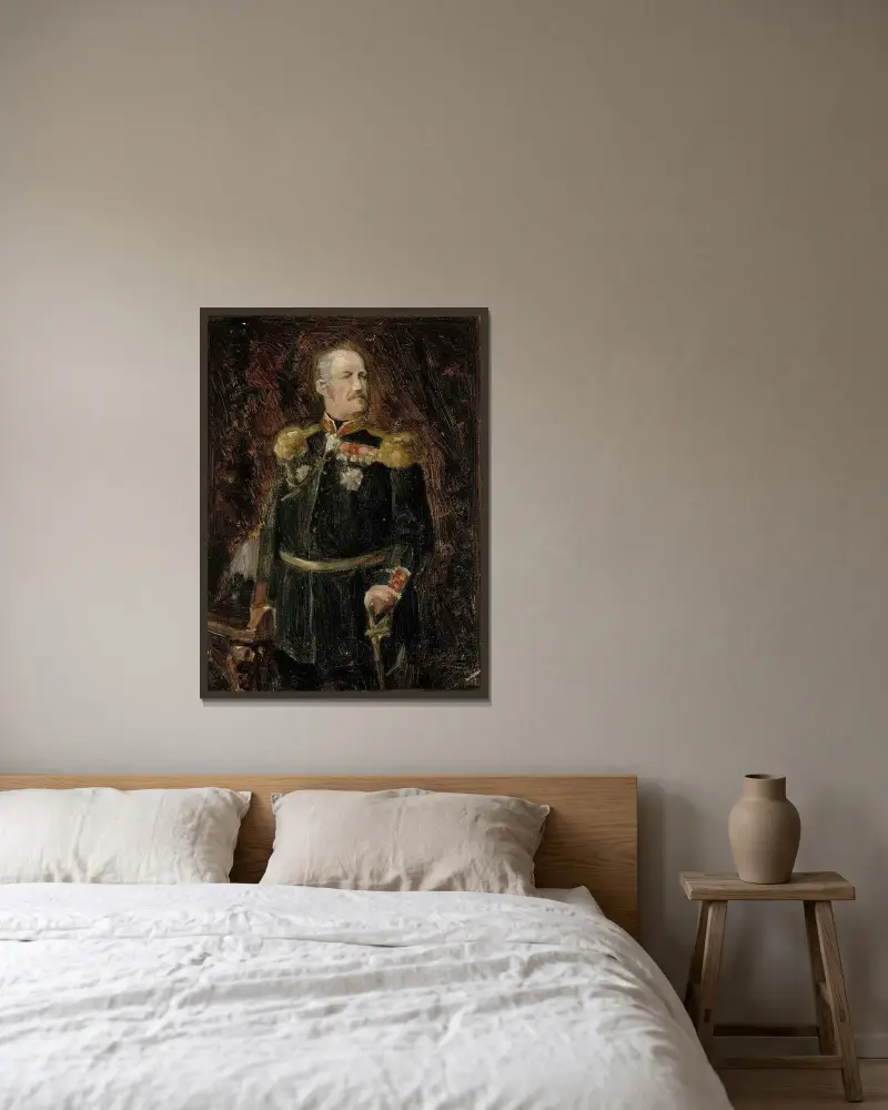 Porträtt av Generaladjutanten, greve Adolf Aminoff, Albert Edelfelt v rámu na stěně