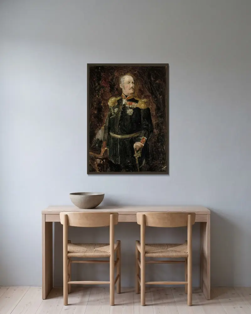 Porträtt av Generaladjutanten, greve Adolf Aminoff, Albert Edelfelt v rámu na stěně