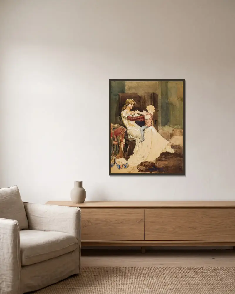 Queen Blanka. Study, Albert Edelfelt w ramie na ścianie