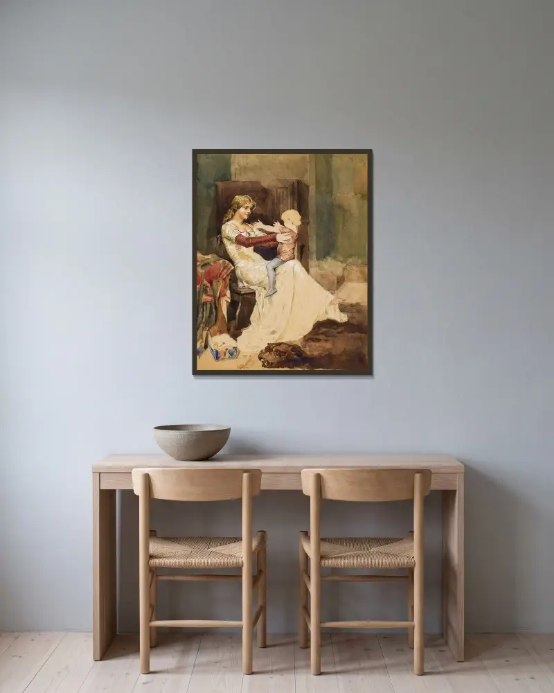 Queen Blanka. Study, Albert Edelfelt w ramie na ścianie
