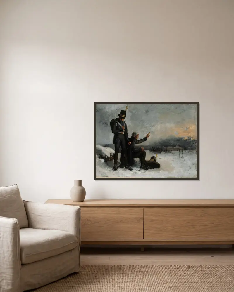 Scen från finska kriget av Albert Edelfelt inramad på en vägg