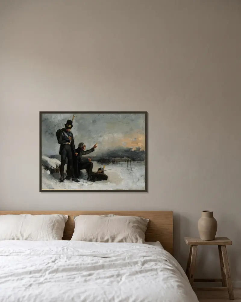 Scen från finska kriget av Albert Edelfelt inramad på en vägg