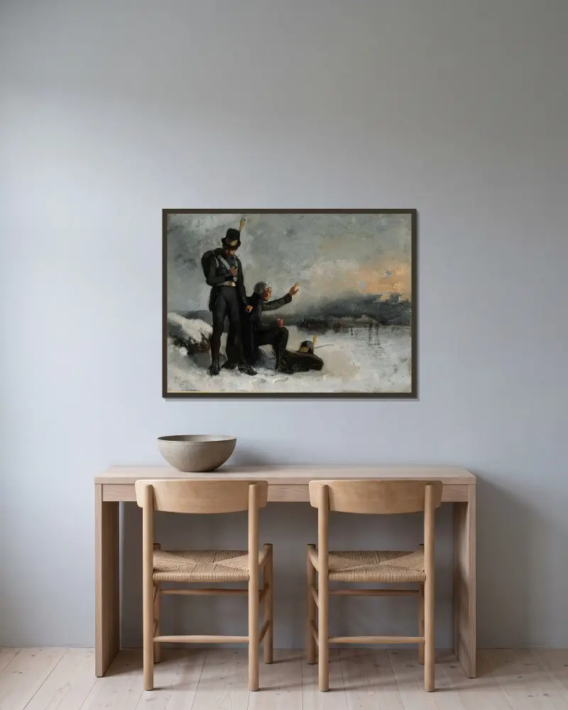 Scen från finska kriget av Albert Edelfelt inramad på en vägg