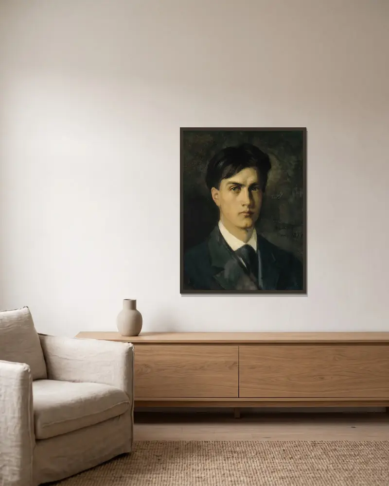 Self-Portrait av Albert Edelfelt inramad på en vägg
