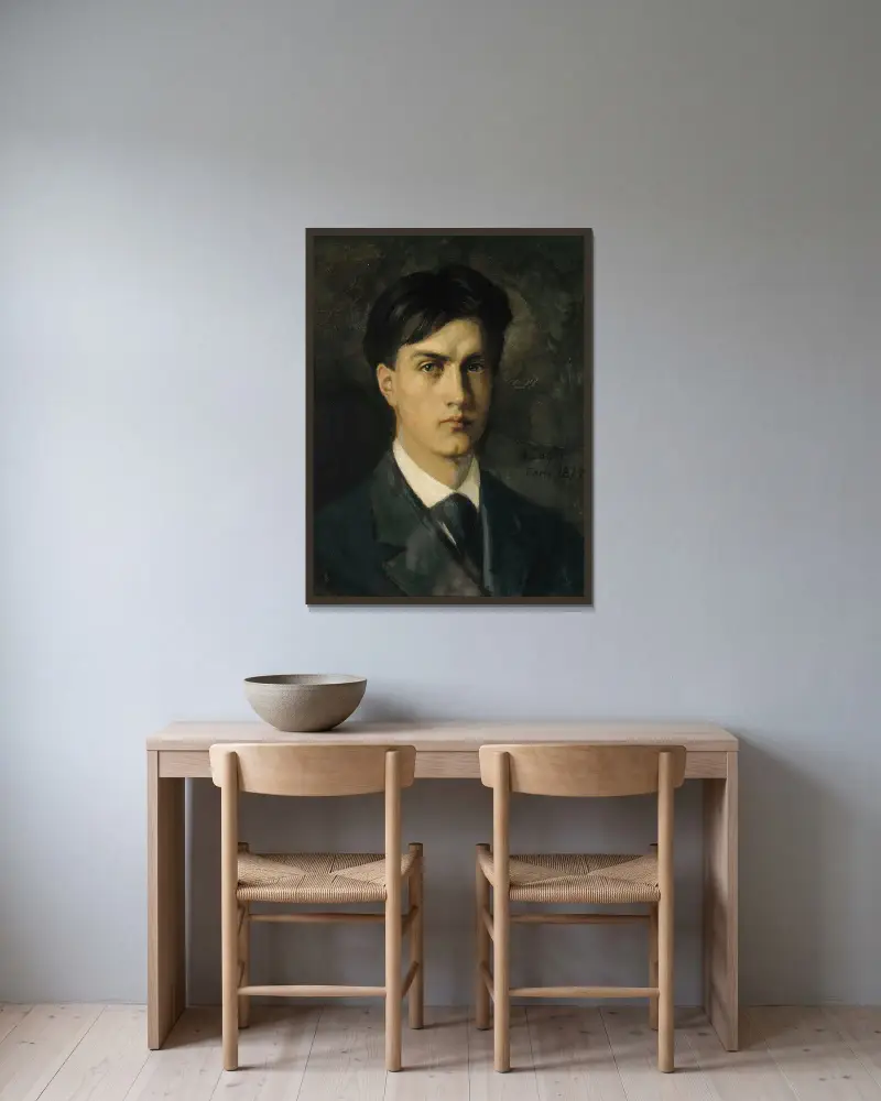 Self-Portrait av Albert Edelfelt inramad på en vägg