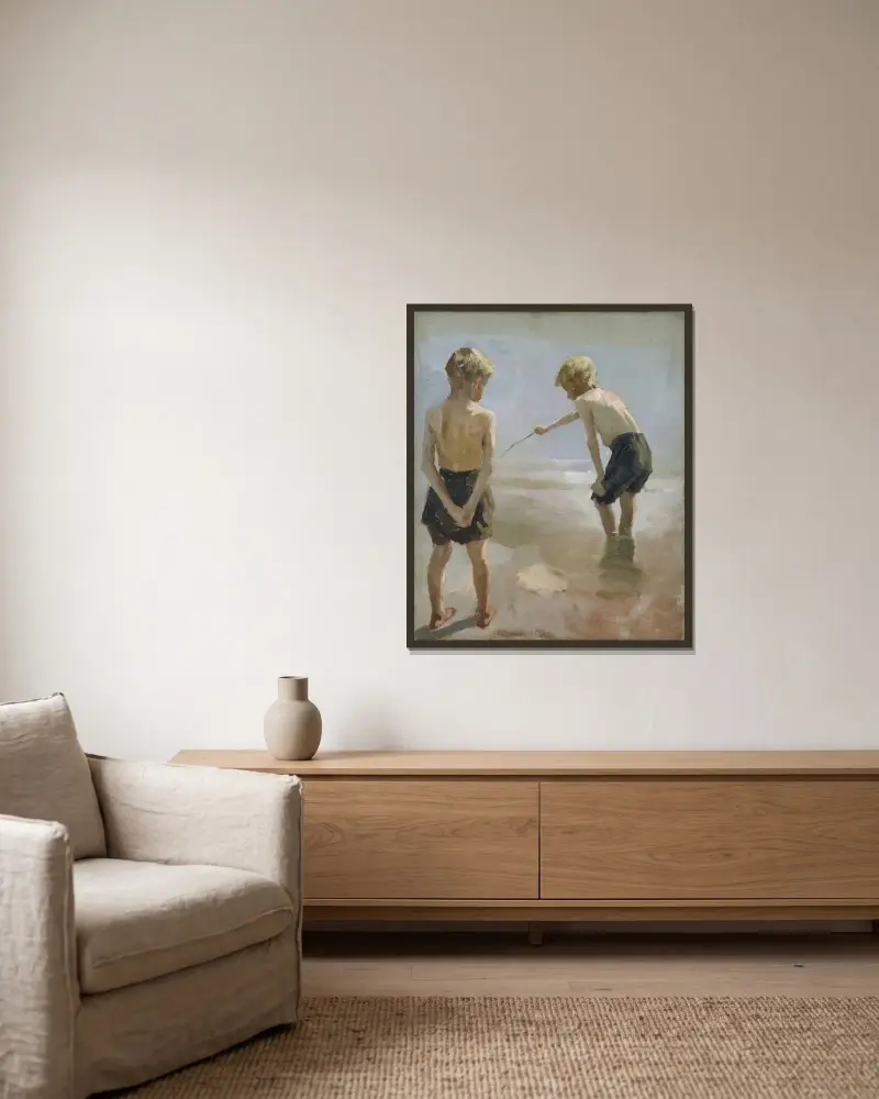 Study for the Boys Playing on the Shore, Albert Edelfelt w ramie na ścianie