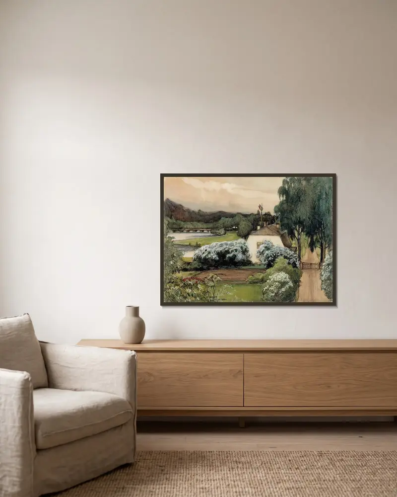 The Foreman’s House at the Saari Manor, Albert Edelfelt w ramie na ścianie