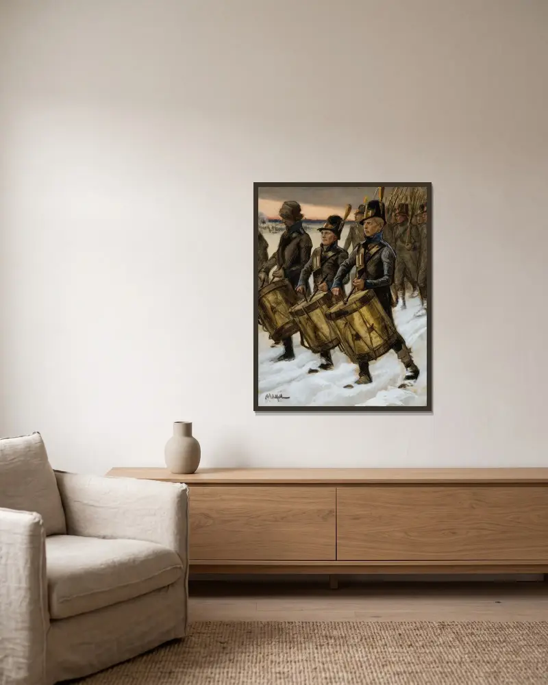 The March Of The Björneborg Regiment, Albert Edelfelt v rámu na stěně