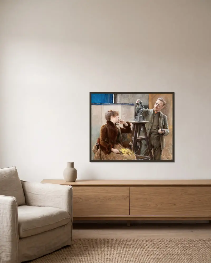 The Sculptor Ville Vallgren and his Wife, Albert Edelfelt v rámu na stěně