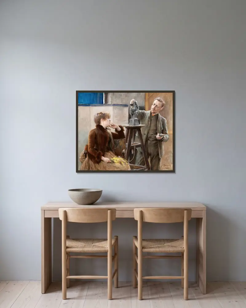 The Sculptor Ville Vallgren and his Wife, Albert Edelfelt v rámu na stěně