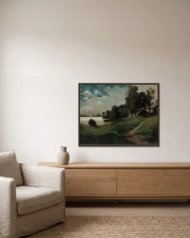 Villa at Haikko in the Moonlight, Albert Edelfelt w ramie na ścianie