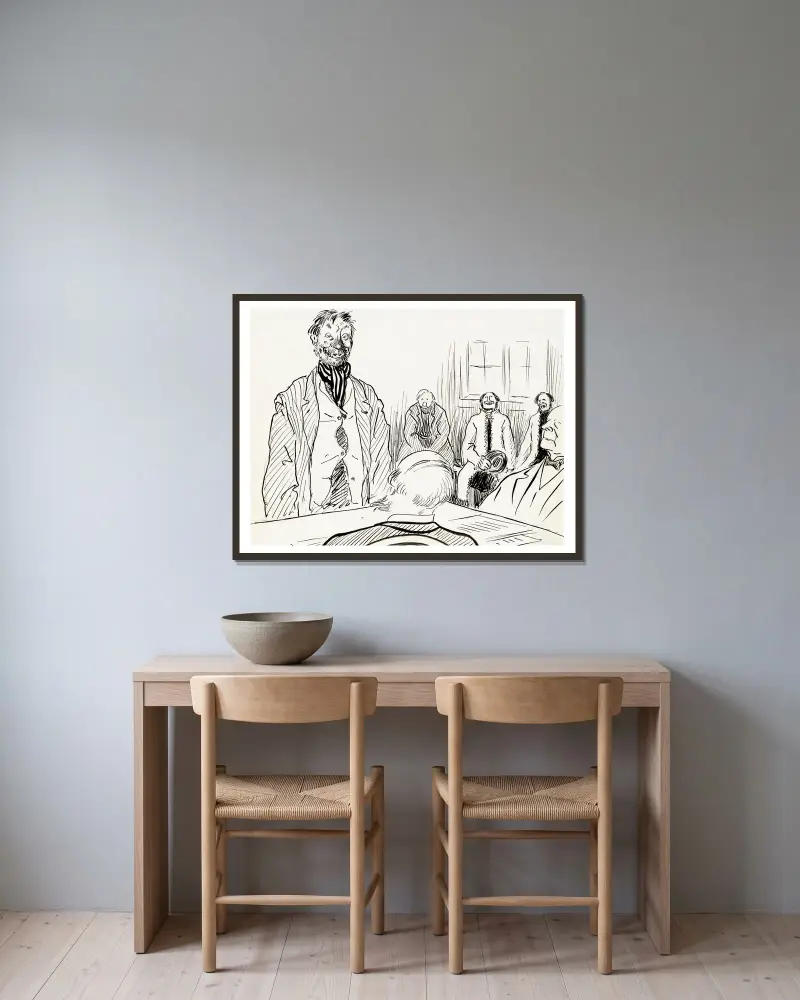 Justice Arvidson, Albert Engström v rámu na stěně