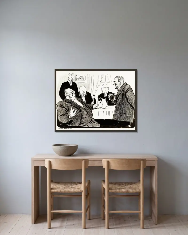 Mattson fiskaren av Albert Engström inramad på en vägg
