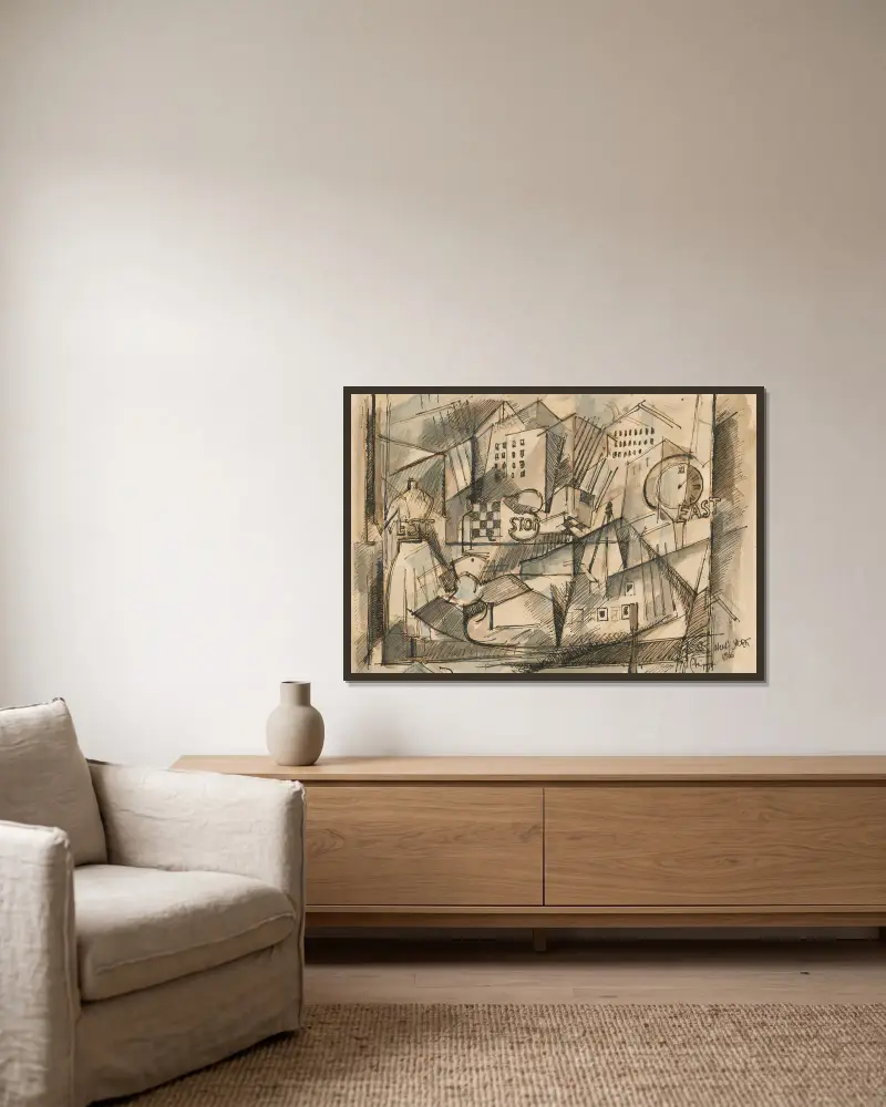 Dans la vitrine av Albert Gleizes inramad på en vägg