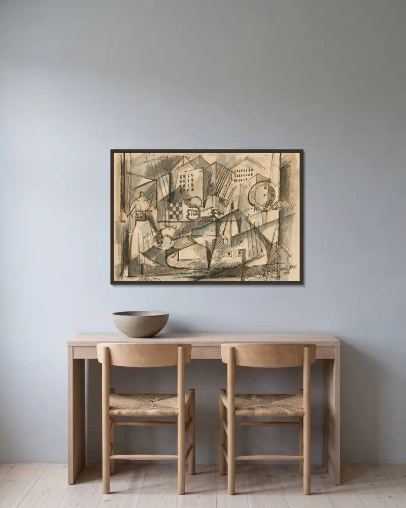 Dans la vitrine av Albert Gleizes inramad på en vägg