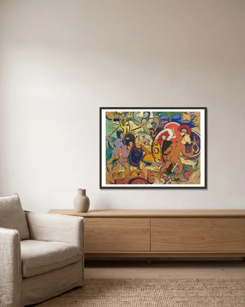Episode de la Guerre de Troie av Albert Gleizes inramad på en vägg