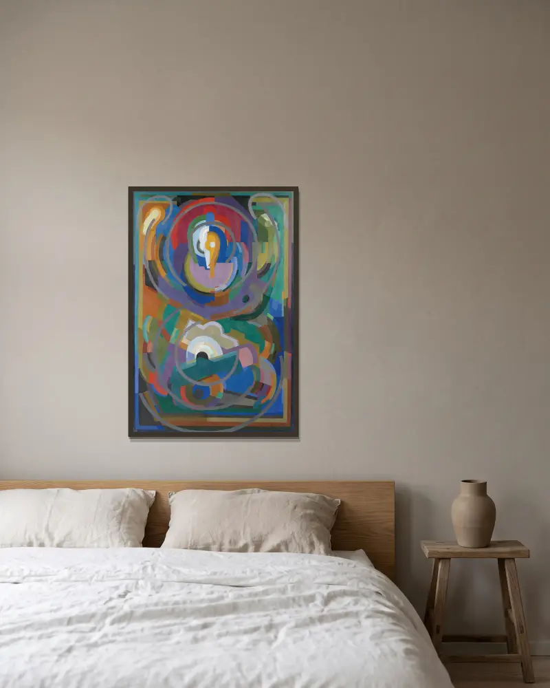 Symphonie en violet av Albert Gleizes inramad på en vägg