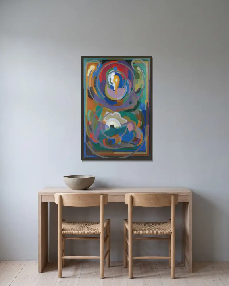 Symphonie en violet av Albert Gleizes inramad på en vägg