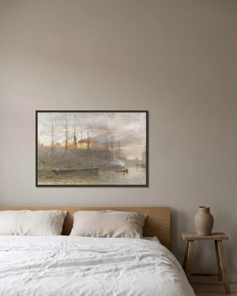 Bristoler Hafen von Albert Goodwin gerahmt an einer Wand