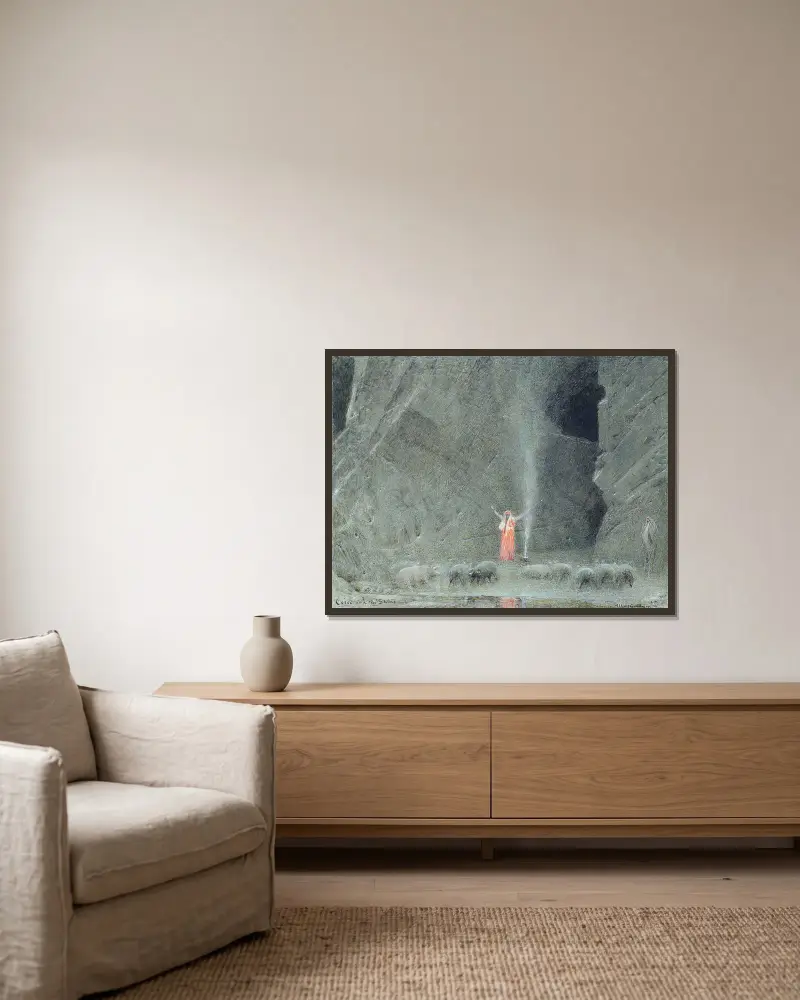 Kirke und die Schweine von Albert Goodwin gerahmt an einer Wand