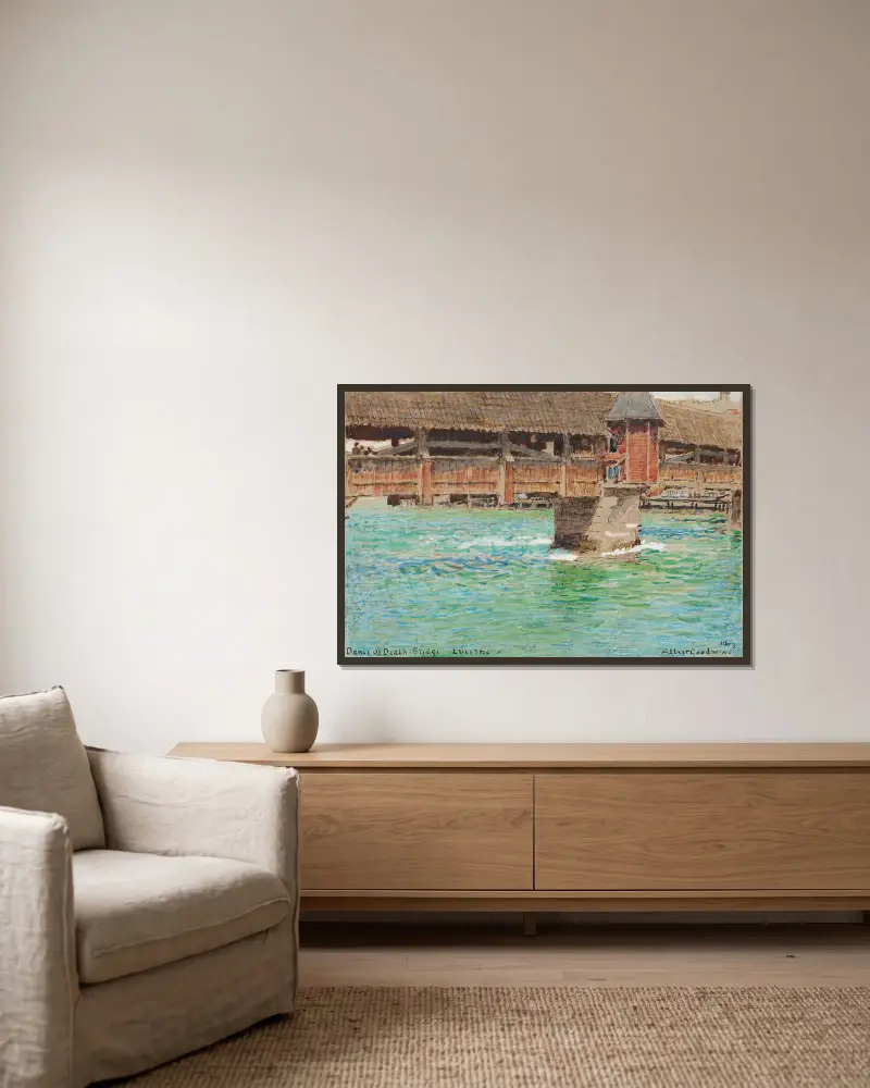 Die Totenbrücke, Luzern von Albert Goodwin gerahmt an einer Wand