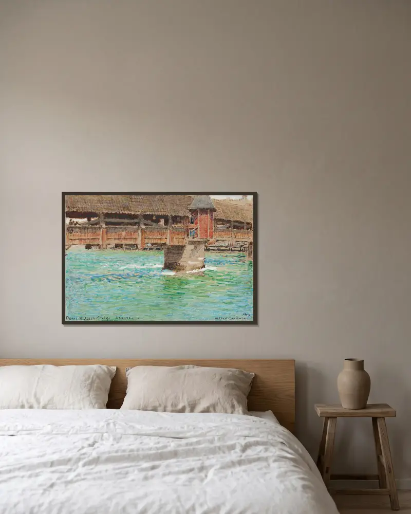 Die Totenbrücke, Luzern von Albert Goodwin gerahmt an einer Wand