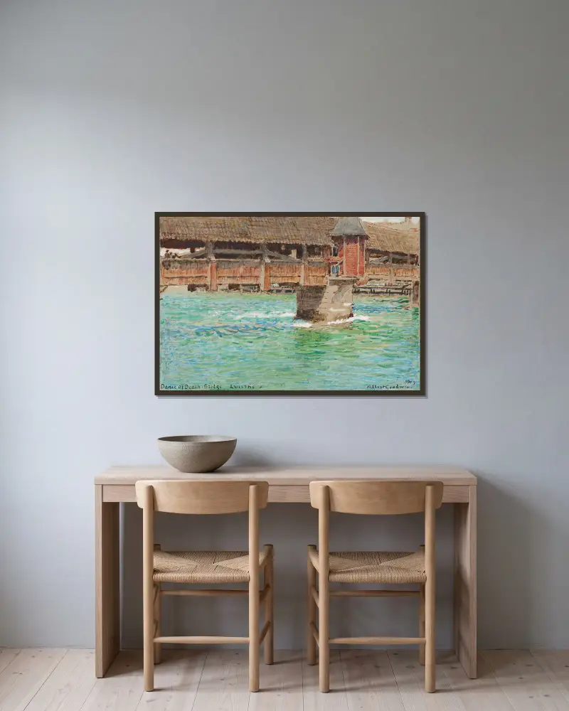 Die Totenbrücke, Luzern von Albert Goodwin gerahmt an einer Wand