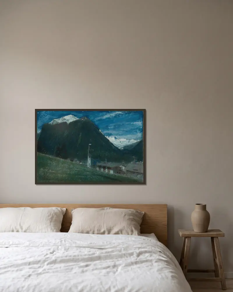 I månsken, Pontresina, Engadin, Schweiz av Albert Goodwin inramad på en vägg