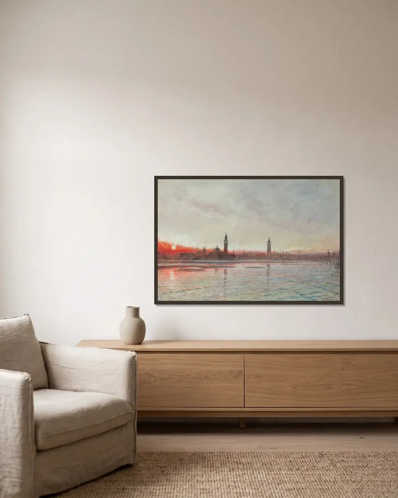 Sonnenuntergang, Venedig von Albert Goodwin gerahmt an einer Wand