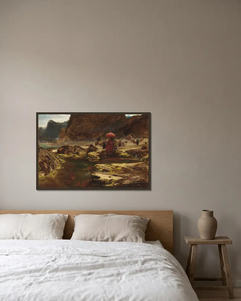 Der Sultan und sein Lager am verzauberten See von Albert Goodwin gerahmt an einer Wand