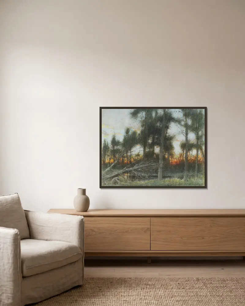 Der treulose Ritter von Albert Goodwin gerahmt an einer Wand