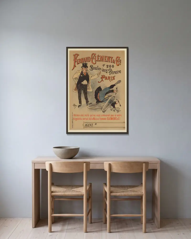 Fernand Clément et Cie av Albert Guillaume inramad på en vägg