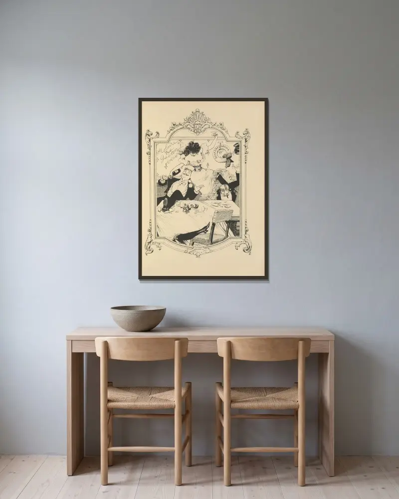 Mémoires d’une glace Pl.19 av Albert Guillaume inramad på en vägg