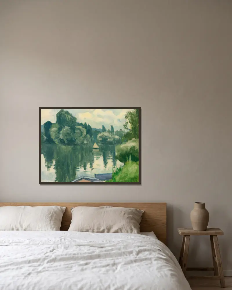 La Petite Voile À Poissy av Albert Marquet inramad på en vägg