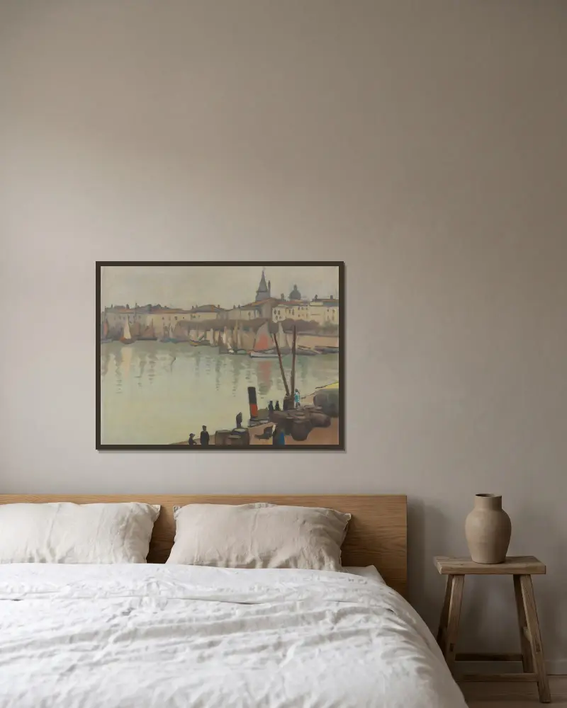Hamnen i La Rochelle av Albert Marquet inramad på en vägg