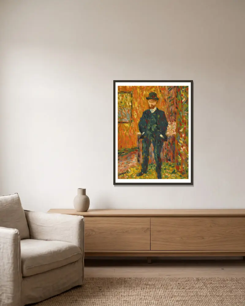 Portrait d’André Rouveyre av Albert Marquet inramad på en vägg