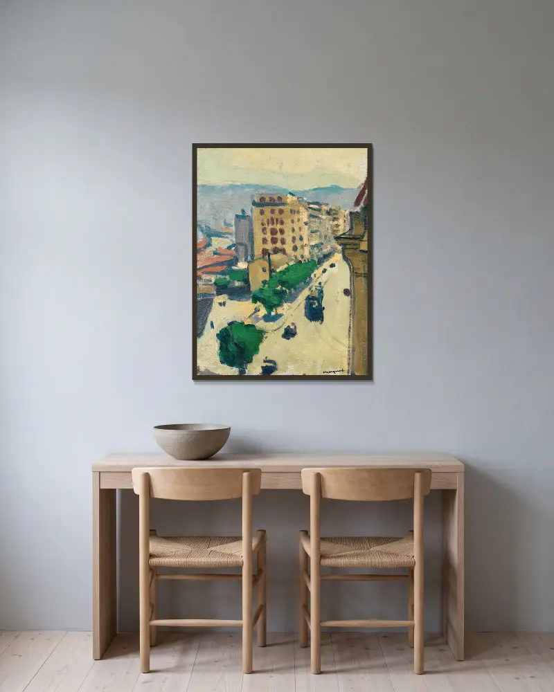 Rue À Alger av Albert Marquet inramad på en vägg