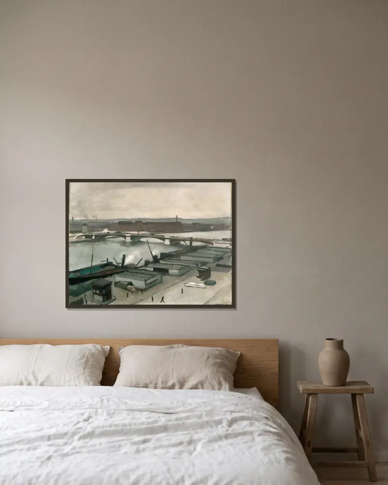 The Quays at Rouen av Albert Marquet inramad på en vägg