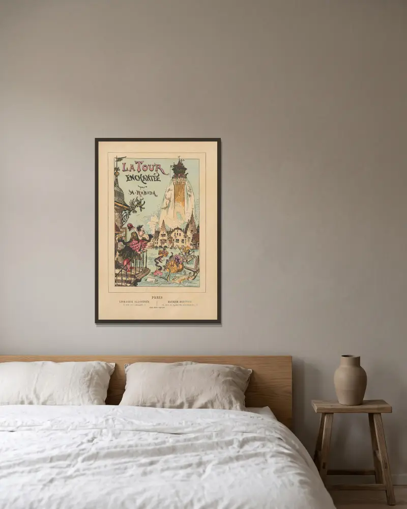 La tour enchantée- Titlepage av Albert Robida inramad på en vägg