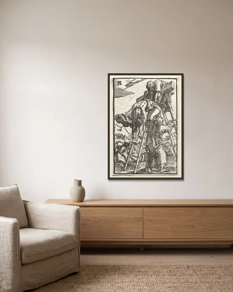 Kreuzabnahme von Albrecht Altdorfer gerahmt an einer Wand