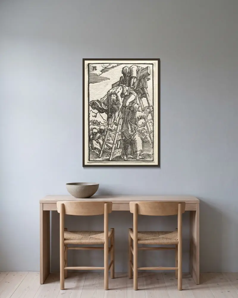 Kreuzabnahme von Albrecht Altdorfer gerahmt an einer Wand