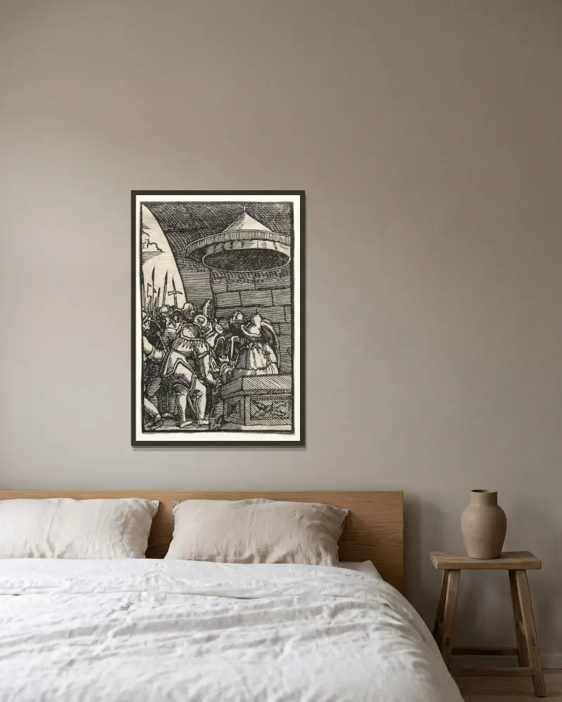 Pilatus wäscht seine Hände von Albrecht Altdorfer gerahmt an einer Wand